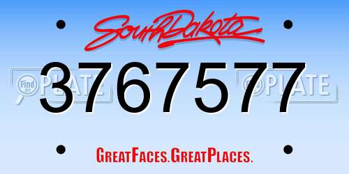 3767577 South Dakota License Plate