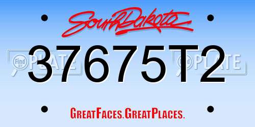 37675T2 South Dakota License Plate
