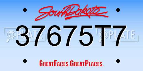 37675T7 South Dakota License Plate