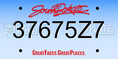 37675Z7 South Dakota License Plate