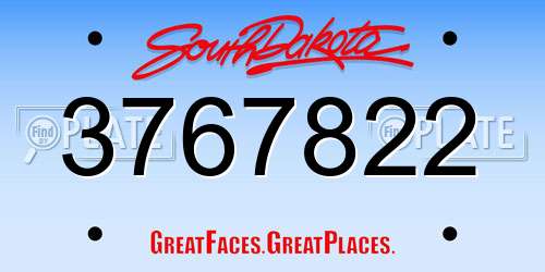 3767822 South Dakota License Plate