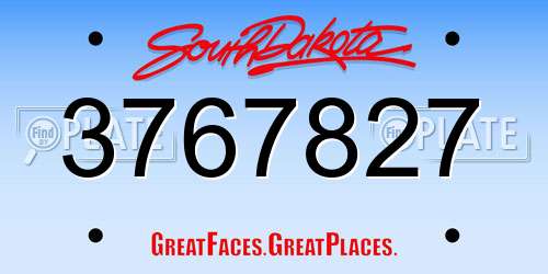 3767827 South Dakota License Plate