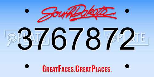 3767872 South Dakota License Plate