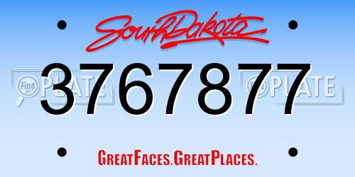 3767877 South Dakota License Plate