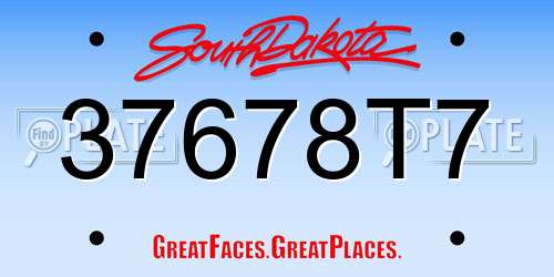 37678T7 South Dakota License Plate