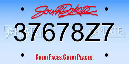37678Z7 South Dakota License Plate