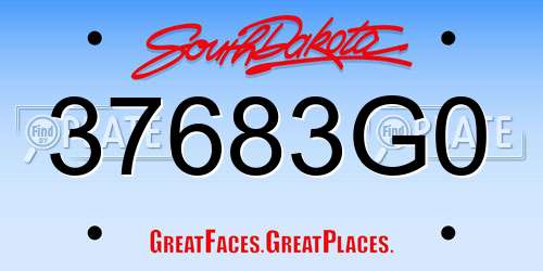 37683G0 South Dakota License Plate