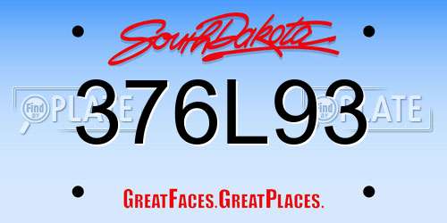 376L93 South Dakota License Plate