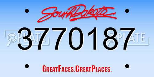 3770187 South Dakota License Plate