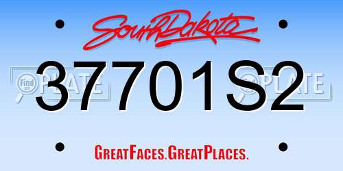 37701S2 South Dakota License Plate