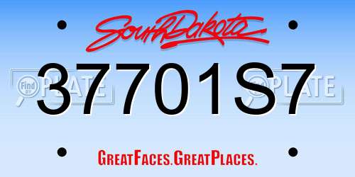 37701S7 South Dakota License Plate