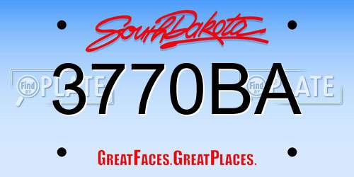 3770BA South Dakota License Plate