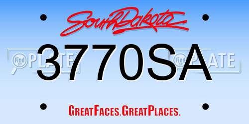 3770SA South Dakota License Plate