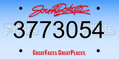 3773054 South Dakota License Plate