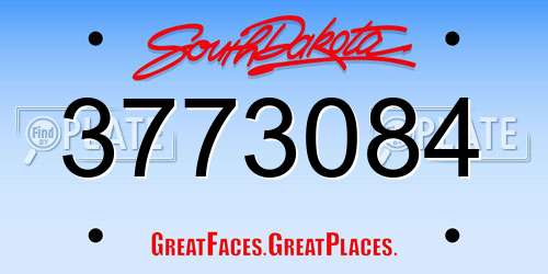 3773084 South Dakota License Plate