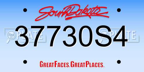 37730S4 South Dakota License Plate