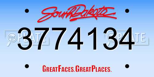 3774134 South Dakota License Plate