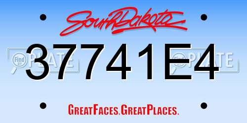 37741E4 South Dakota License Plate