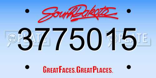 3775015 South Dakota License Plate