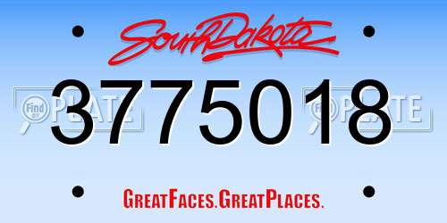 3775018 South Dakota License Plate