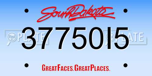 37750I5 South Dakota License Plate