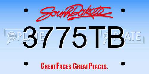 3775TB South Dakota License Plate