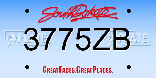 3775ZB South Dakota License Plate