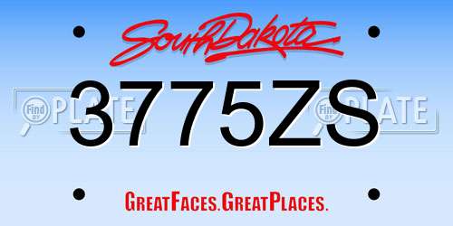 3775ZS South Dakota License Plate