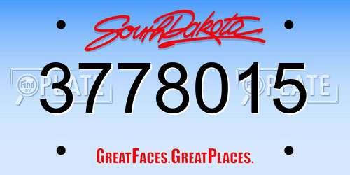 3778015 South Dakota License Plate