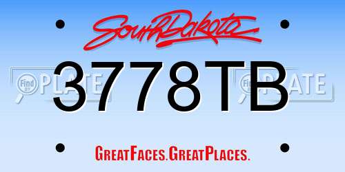 3778TB South Dakota License Plate