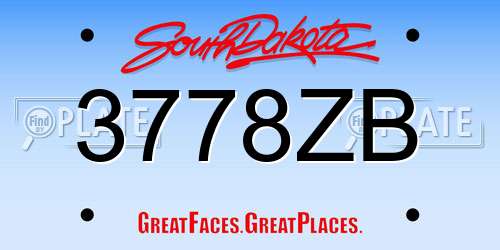 3778ZB South Dakota License Plate