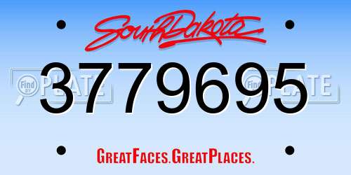3779695 South Dakota License Plate