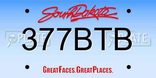 377BTB South Dakota License Plate