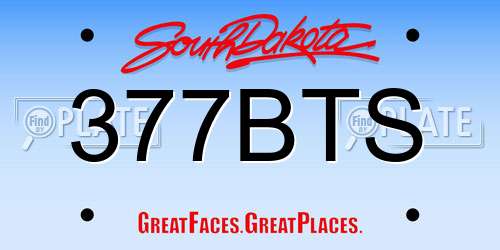 377BTS South Dakota License Plate