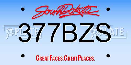377BZS South Dakota License Plate