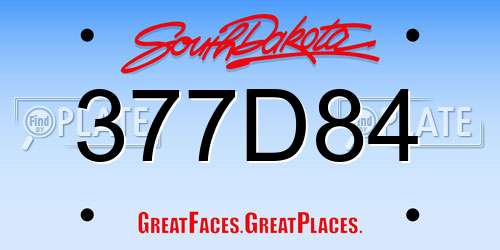 377D84 South Dakota License Plate