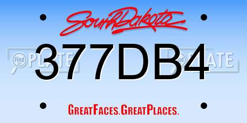 377DB4 South Dakota License Plate