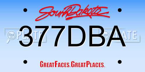 377DBA South Dakota License Plate