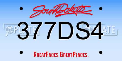 377DS4 South Dakota License Plate