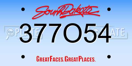 377O54 South Dakota License Plate