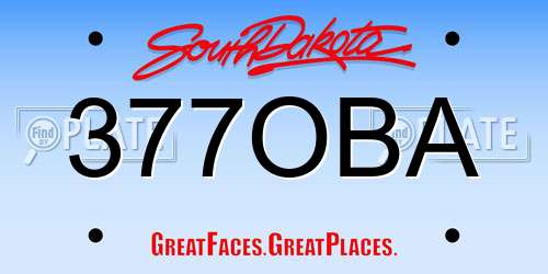377OBA South Dakota License Plate