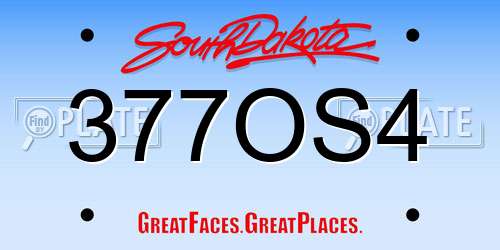 377OS4 South Dakota License Plate