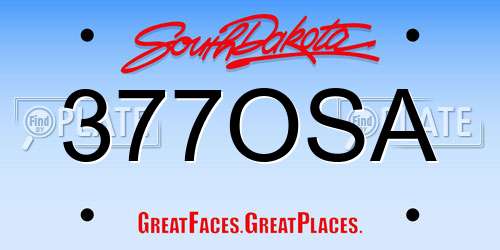 377OSA South Dakota License Plate