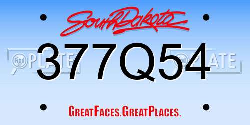 377Q54 South Dakota License Plate