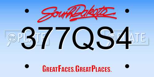 377QS4 South Dakota License Plate