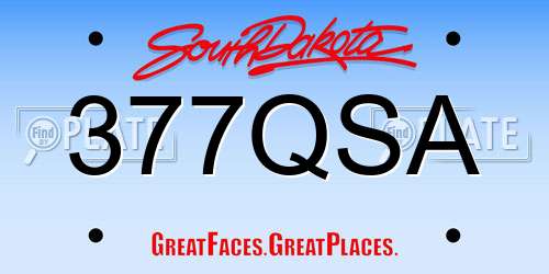 377QSA South Dakota License Plate