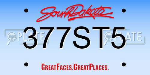 377ST5 South Dakota License Plate