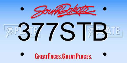 377STB South Dakota License Plate