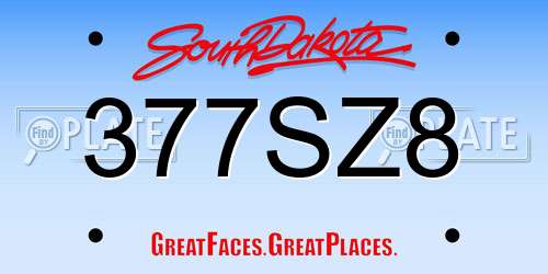 377SZ8 South Dakota License Plate