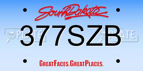 377SZB South Dakota License Plate